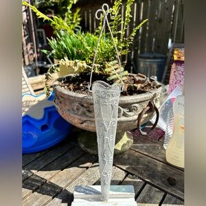Small metal ornate mesh & glass tube inside for a flower or a cutting to root.